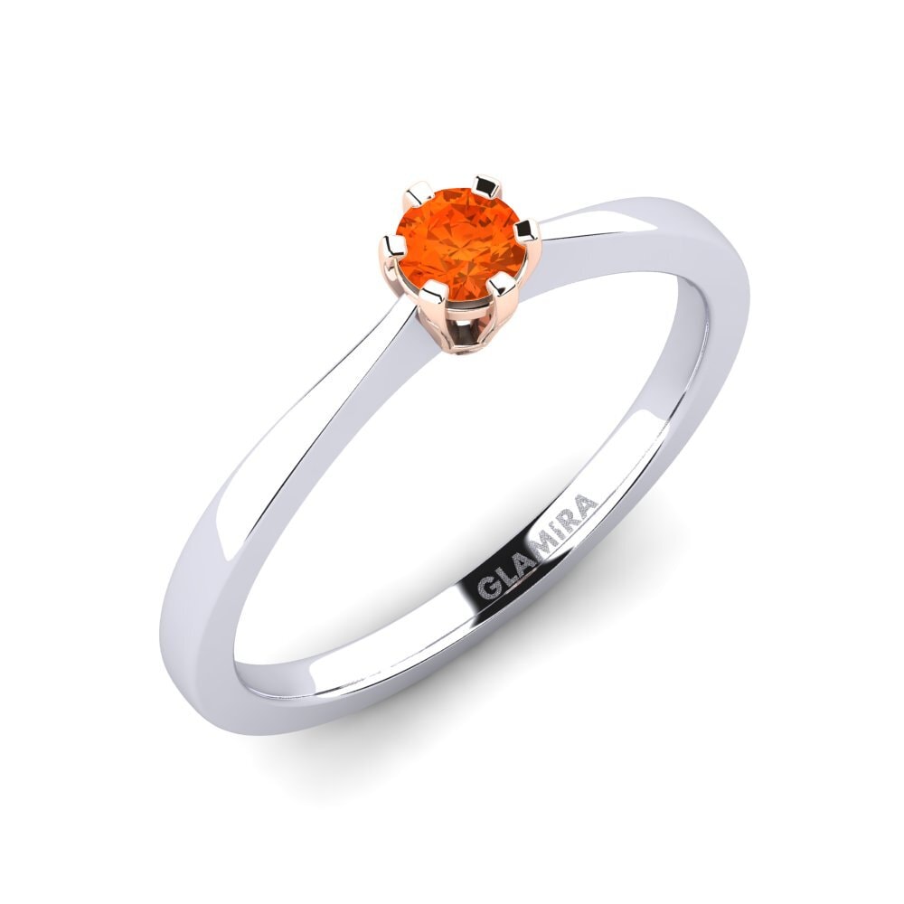 14ct White / Rose Gold Fire-Opal Engagement Ring Bridal Rise 0.16crt