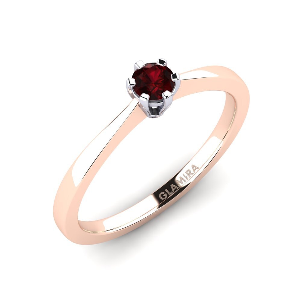 9ct Rose / White Gold Garnet Engagement Ring Bridal Rise 0.16crt