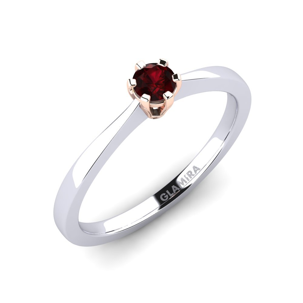 14ct White / Rose Gold Garnet Engagement Ring Bridal Rise 0.16crt
