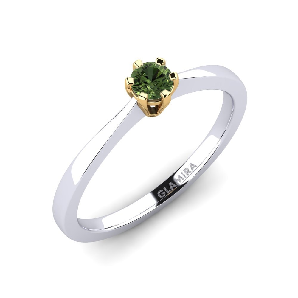 14ct White / Yellow Gold Green Sapphire Engagement Ring Bridal Rise 0.16crt