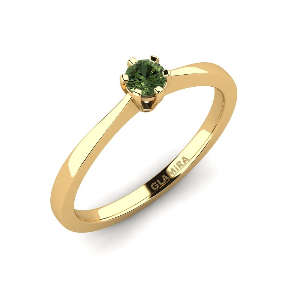 14ct Yellow Gold Green Sapphire Engagement Ring Bridal Rise 0.16crt