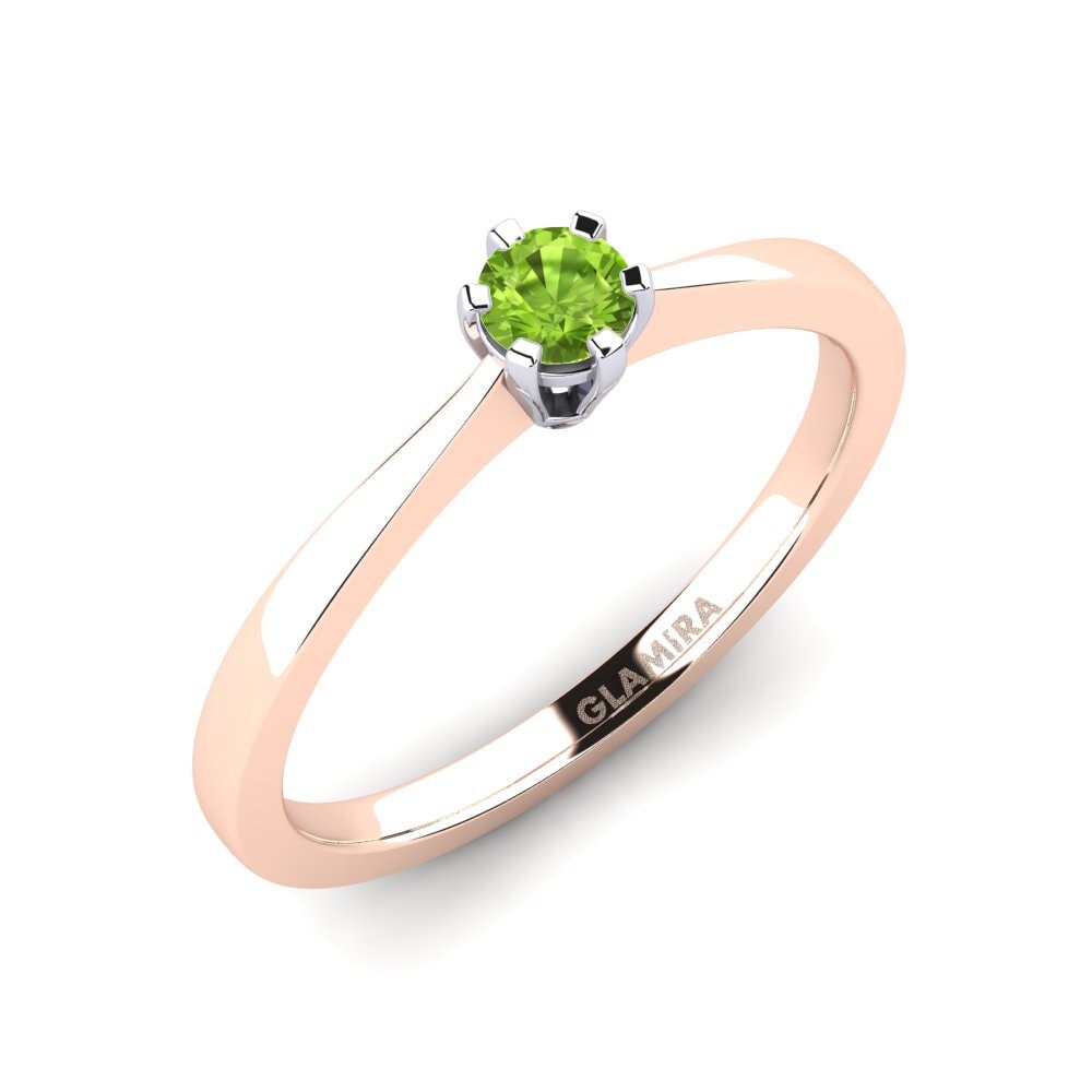 14ct Rose / White Gold Peridot Engagement Ring Bridal Rise 0.16crt