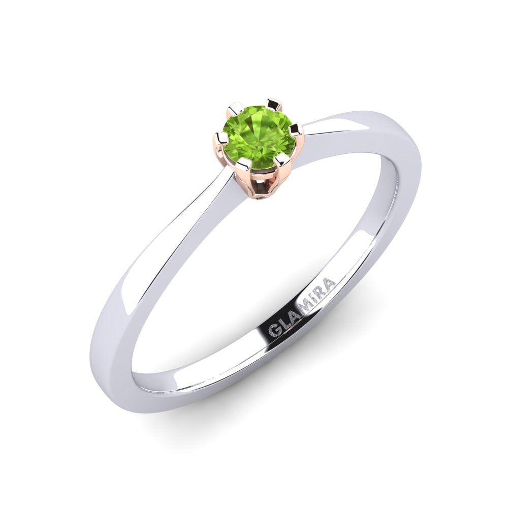 14ct White / Rose Gold Peridot Engagement Ring Bridal Rise 0.16crt