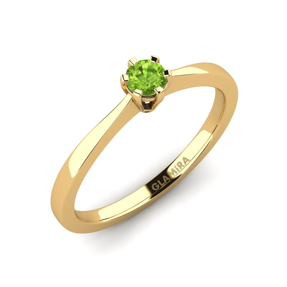 9k Oro Amarillo Peridoto Anillo de compromiso Bridal Rise 0.16crt