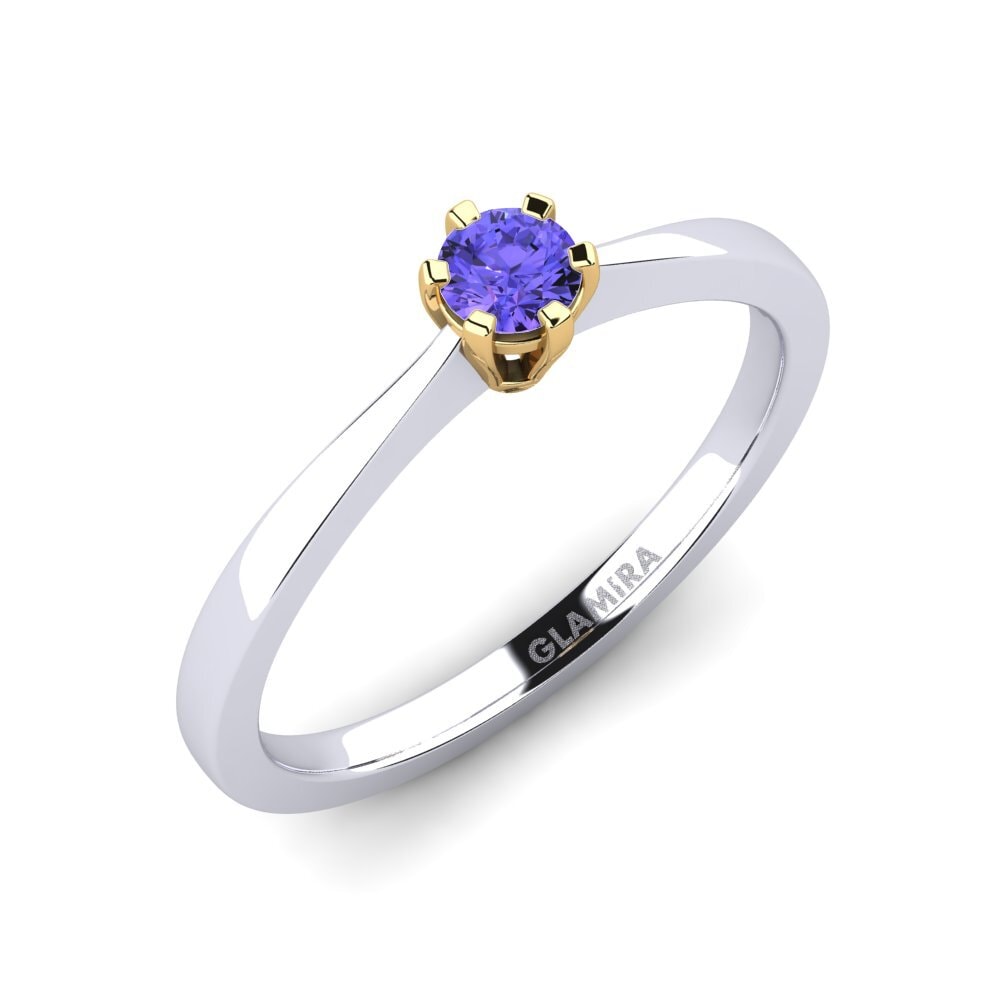 14ct White / Yellow Gold Tanzanite Engagement Ring Bridal Rise 0.16crt