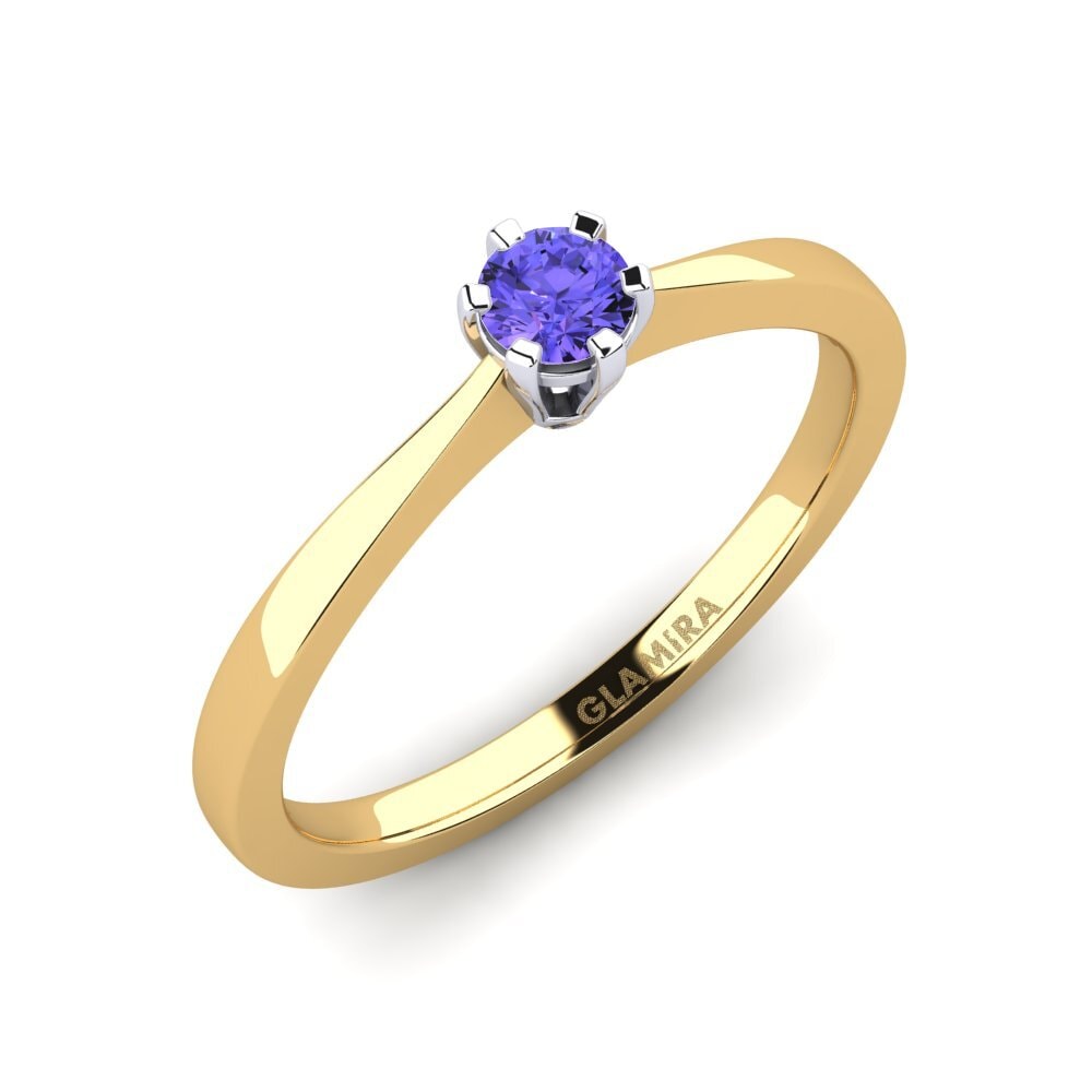 14ct Yellow / White Gold Tanzanite Engagement Ring Bridal Rise 0.16crt