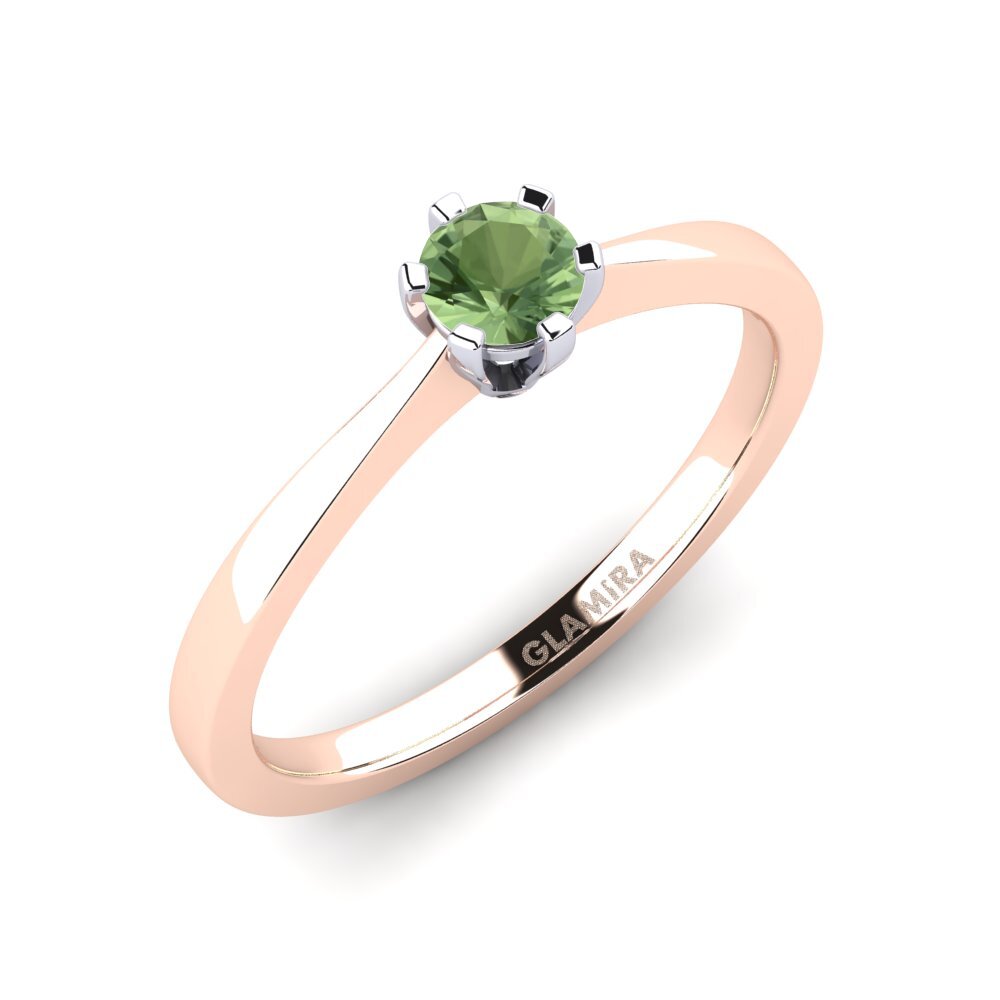 14ct Rose & White Gold Green Sapphire Engagement Ring Bridal Rise