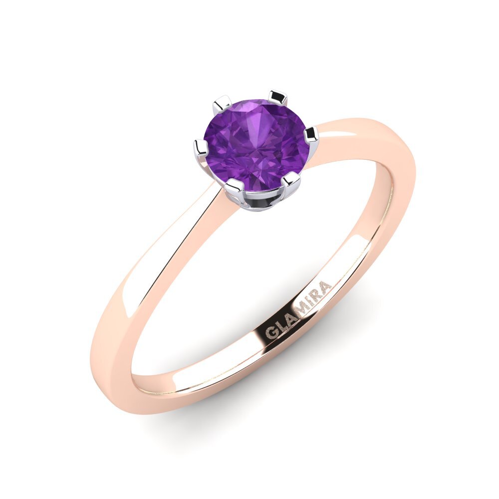 14ct Rose / White Gold Amethyst Engagement Ring Bridal Rise 0.5crt