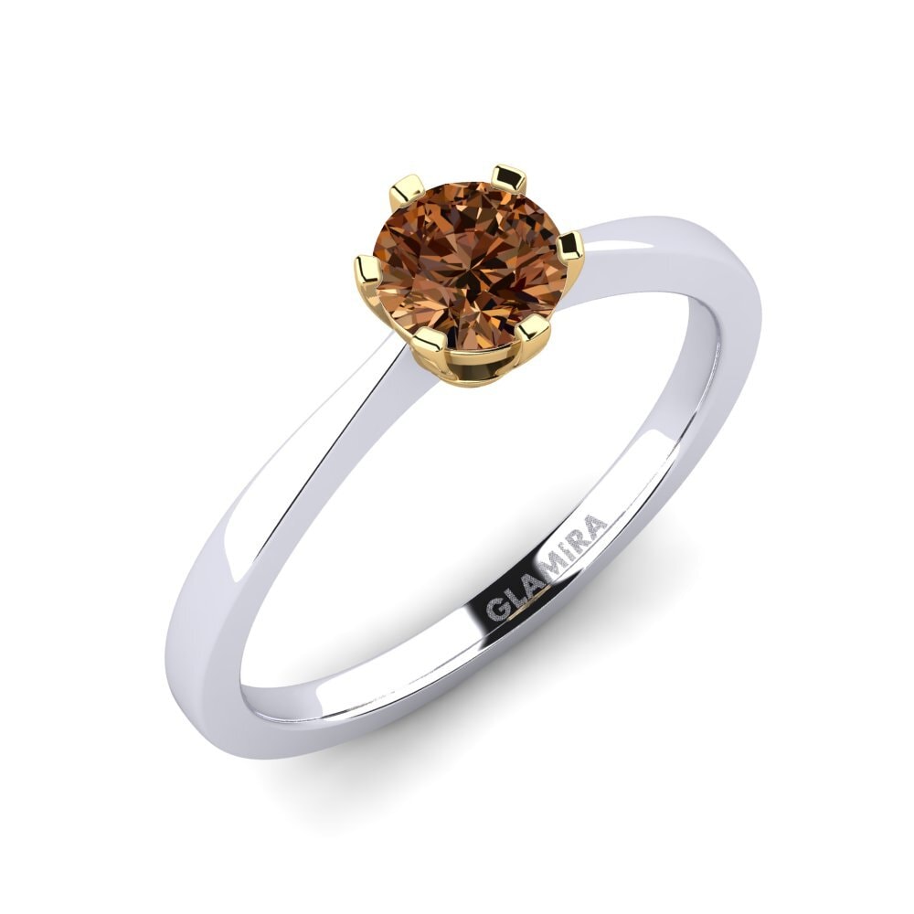 14ct White / Yellow Gold Brown Diamond Engagement Ring Bridal Rise 0.5crt