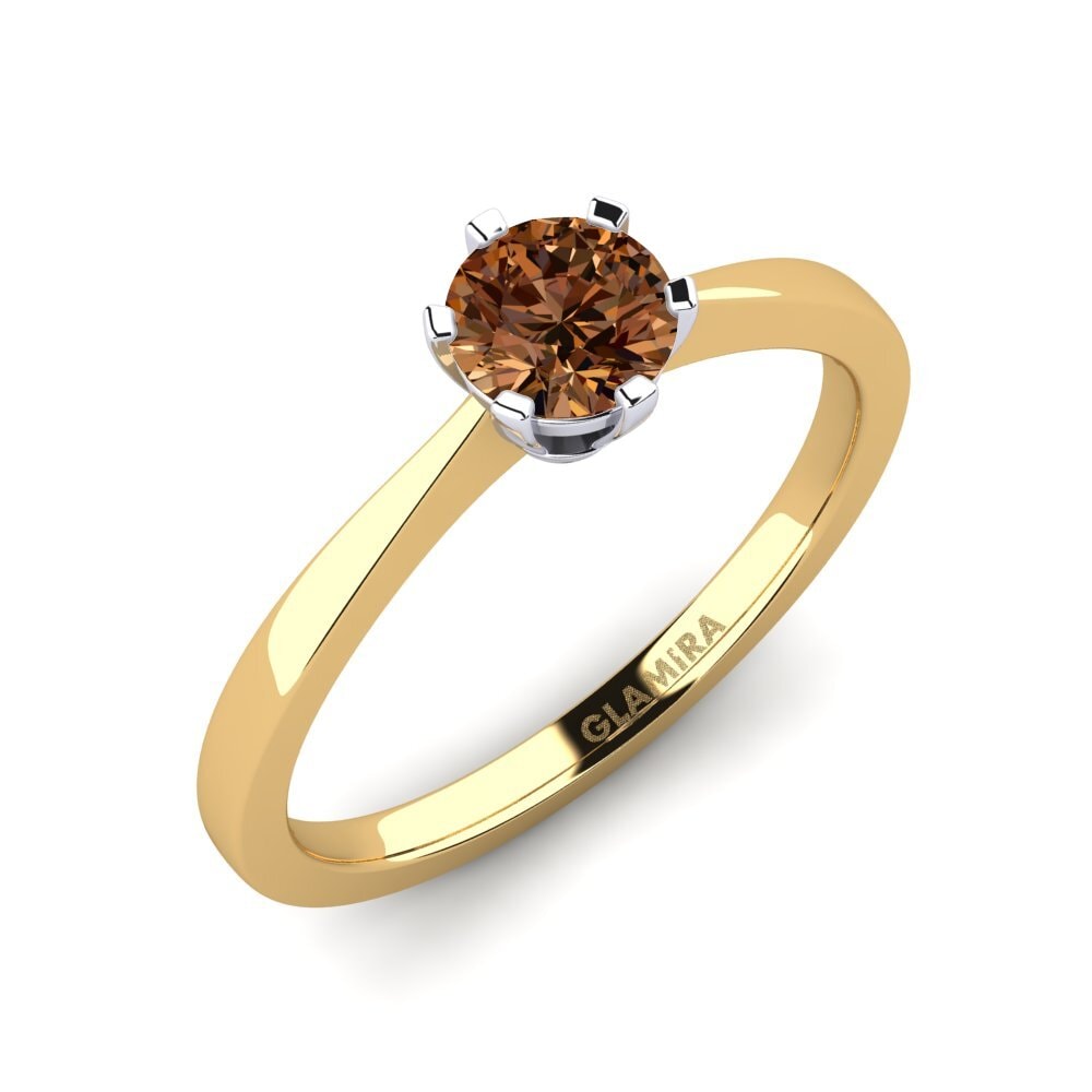 14ct Yellow / White Gold Brown Diamond Engagement Ring Bridal Rise 0.5crt