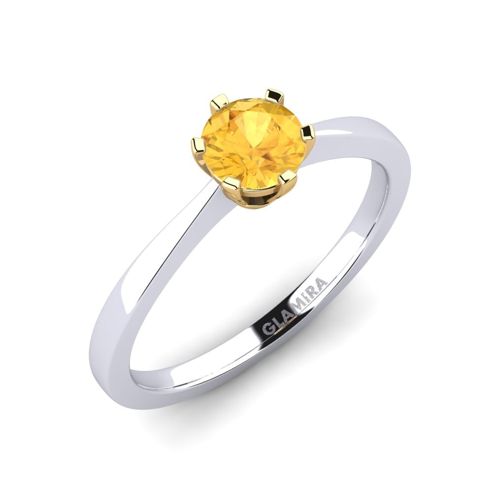 14ct White / Yellow Gold Citrine Engagement Ring Bridal Rise 0.5crt