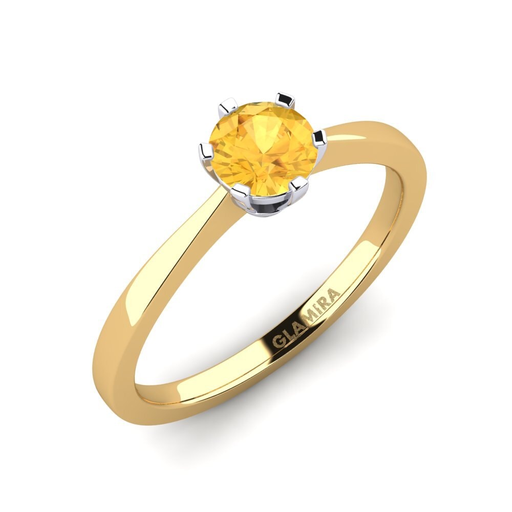 14ct Yellow / White Gold Citrine Engagement Ring Bridal Rise 0.5crt