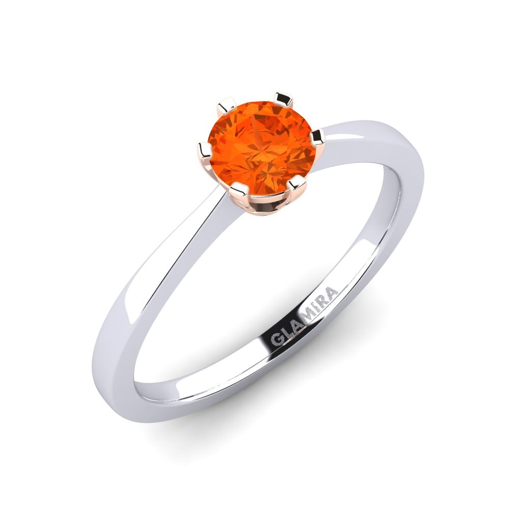 14ct White / Rose Gold Fire-Opal Engagement Ring Bridal Rise 0.5crt