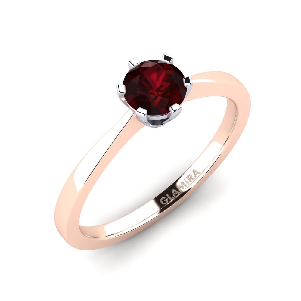 9ct Rose / White Gold Garnet Engagement Ring Bridal Rise 0.5crt