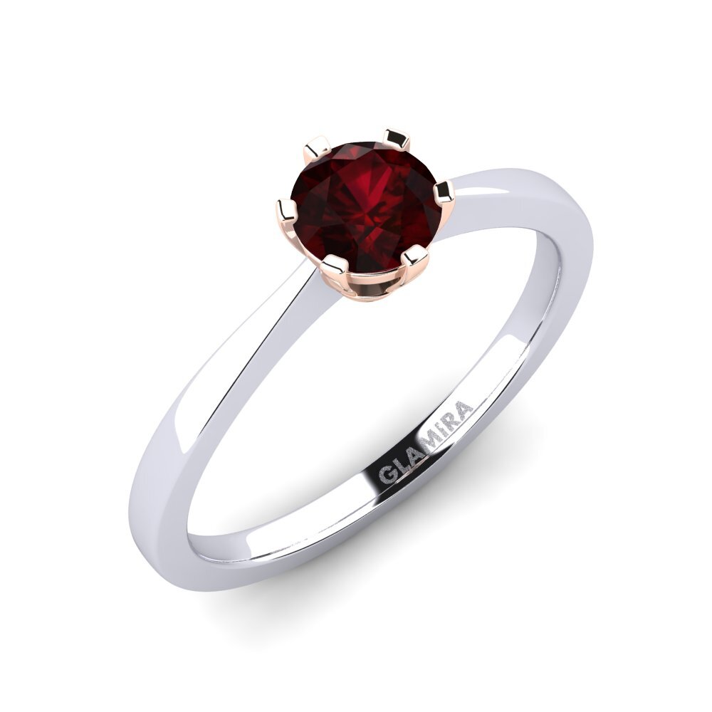14ct White / Rose Gold Garnet Engagement Ring Bridal Rise 0.5crt