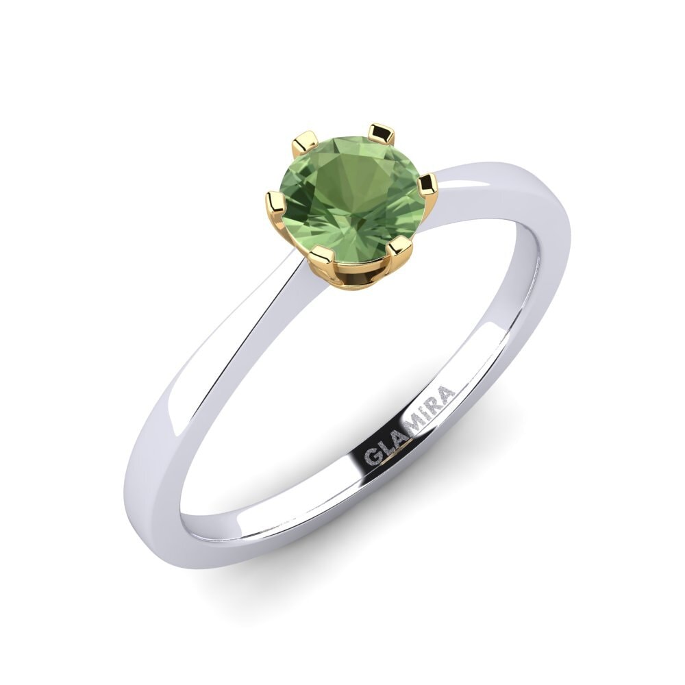 14ct White / Yellow Gold Green Sapphire Engagement Ring Bridal Rise 0.5crt