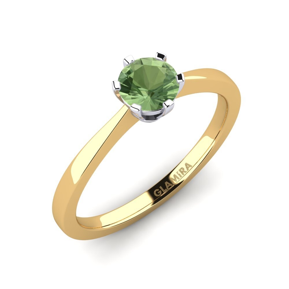 14ct Yellow / White Gold Green Sapphire Engagement Ring Bridal Rise 0.5crt