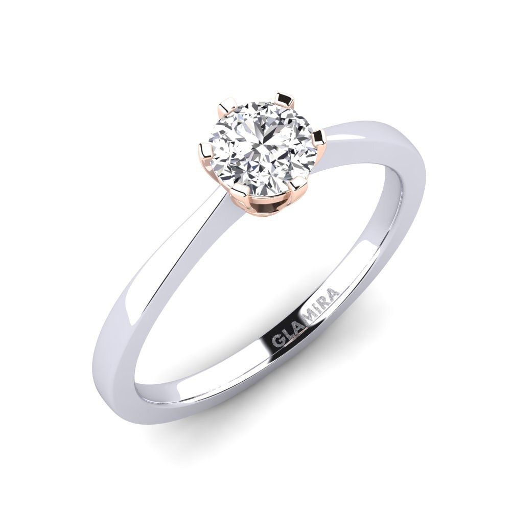 18k White & Rose Gold Engagement Ring Bridal Rise 0.5crt