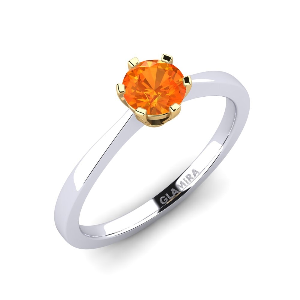 14ct White / Yellow Gold Orange Sapphire Engagement Ring Bridal Rise 0.5crt