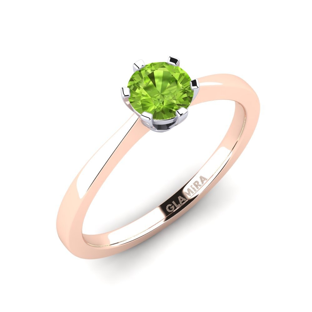 14ct Rose / White Gold Peridot Engagement Ring Bridal Rise 0.5crt