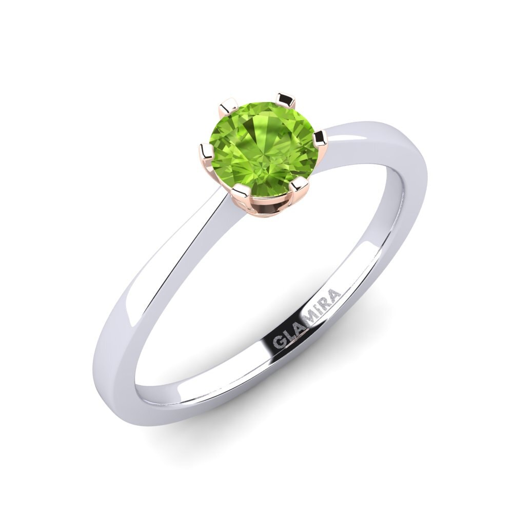 14ct White / Rose Gold Peridot Engagement Ring Bridal Rise 0.5crt