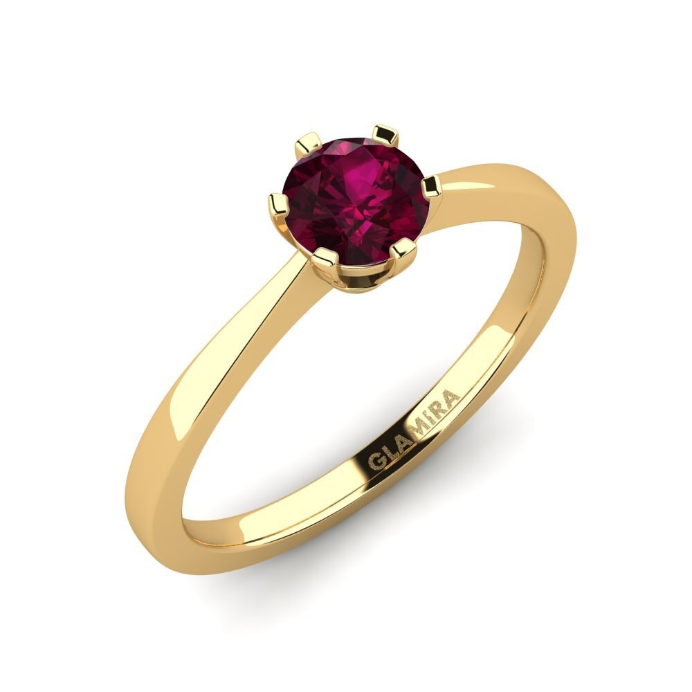 Vàng 9K Đá Rhodolite Nhẫn đính hôn Bridal Rise 0.5crt