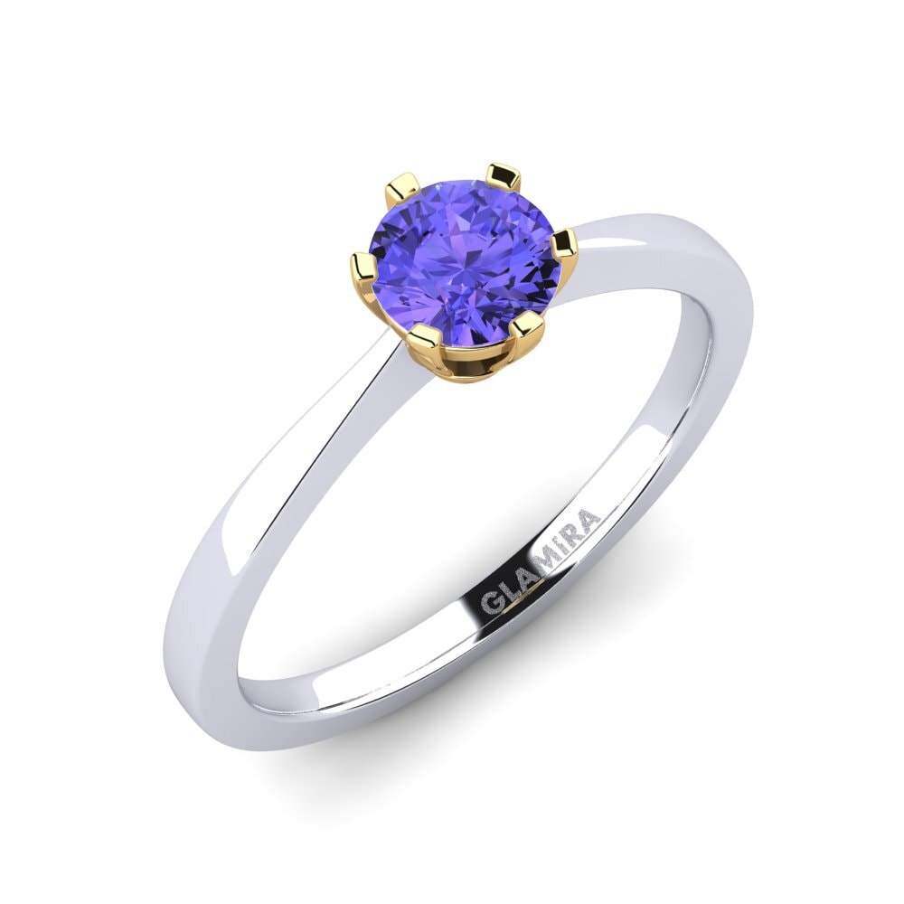 14ct White / Yellow Gold Tanzanite Engagement Ring Bridal Rise 0.5crt