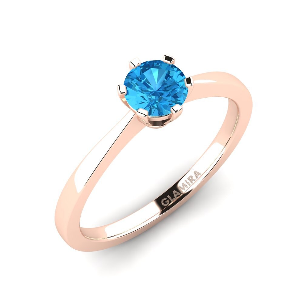 14k Oro Rosa Topacio azul Anillo de compromiso Bridal Rise 0.5crt