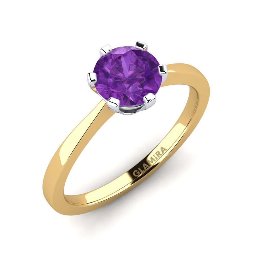 14ct Yellow / White Gold Amethyst Engagement Ring Bridal Rise 1.0crt