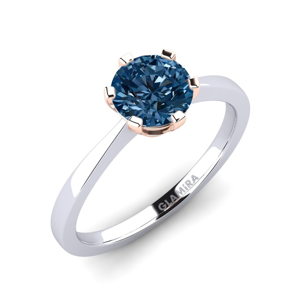 14ct White / Rose Gold Blue Diamond Engagement Ring Bridal Rise 1.0crt
