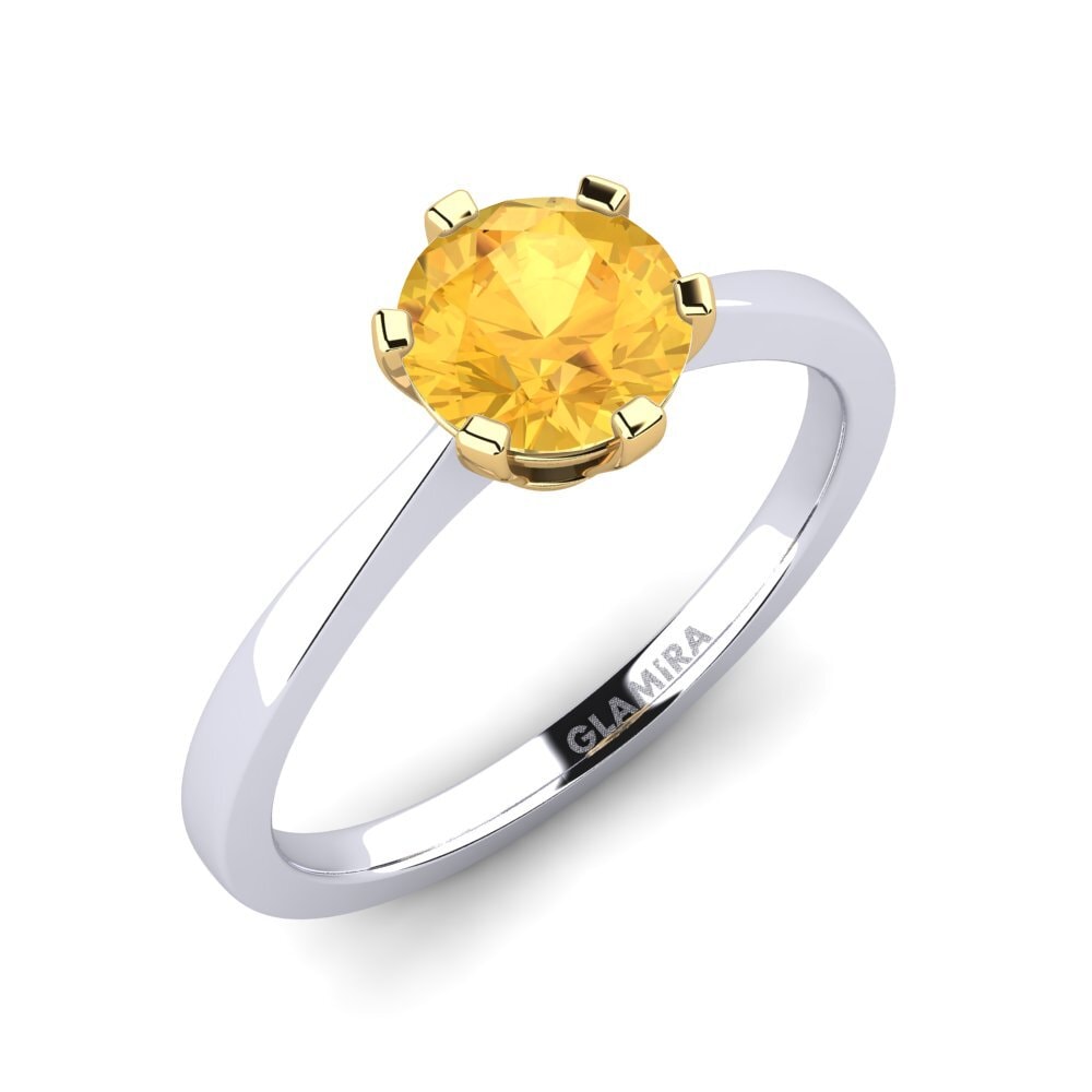 14ct White / Yellow Gold Citrine Engagement Ring Bridal Rise 1.0crt