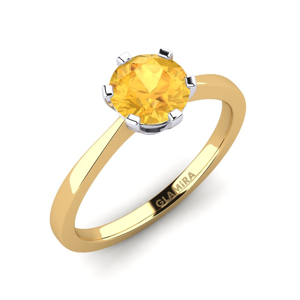 14ct Yellow / White Gold Citrine Engagement Ring Bridal Rise 1.0crt
