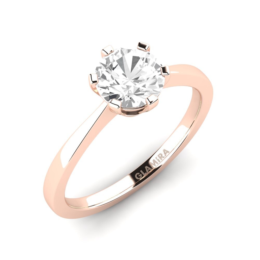 14ct Rose Gold White sapphire Engagement Ring Bridal Rise 1.0crt