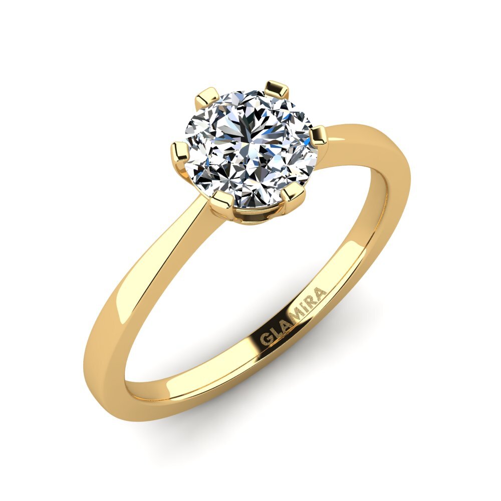 14k Yellow Gold Zirconia Engagement Ring Bridal Rise 1.0crt