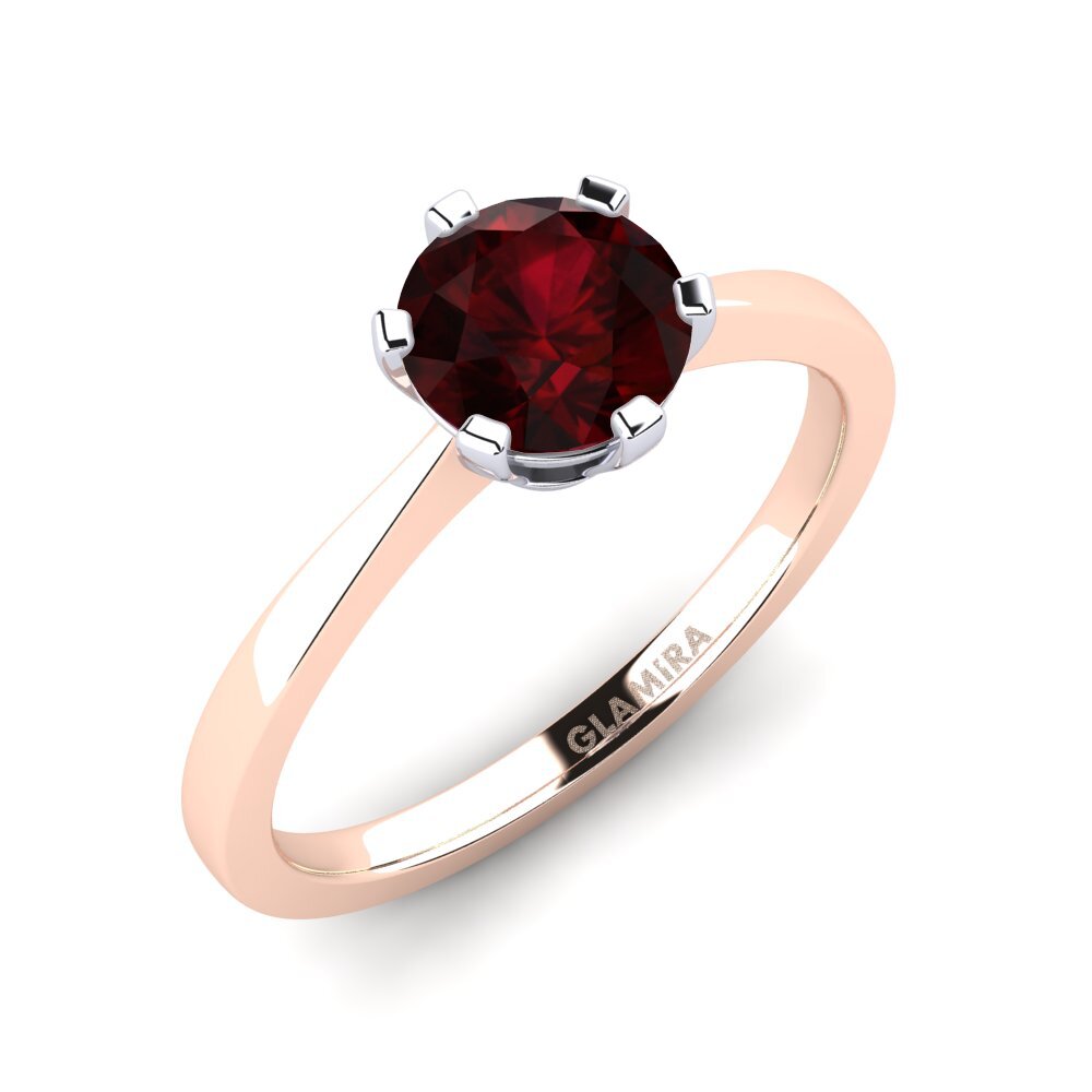 9ct Rose / White Gold Garnet Engagement Ring Bridal Rise 1.0crt