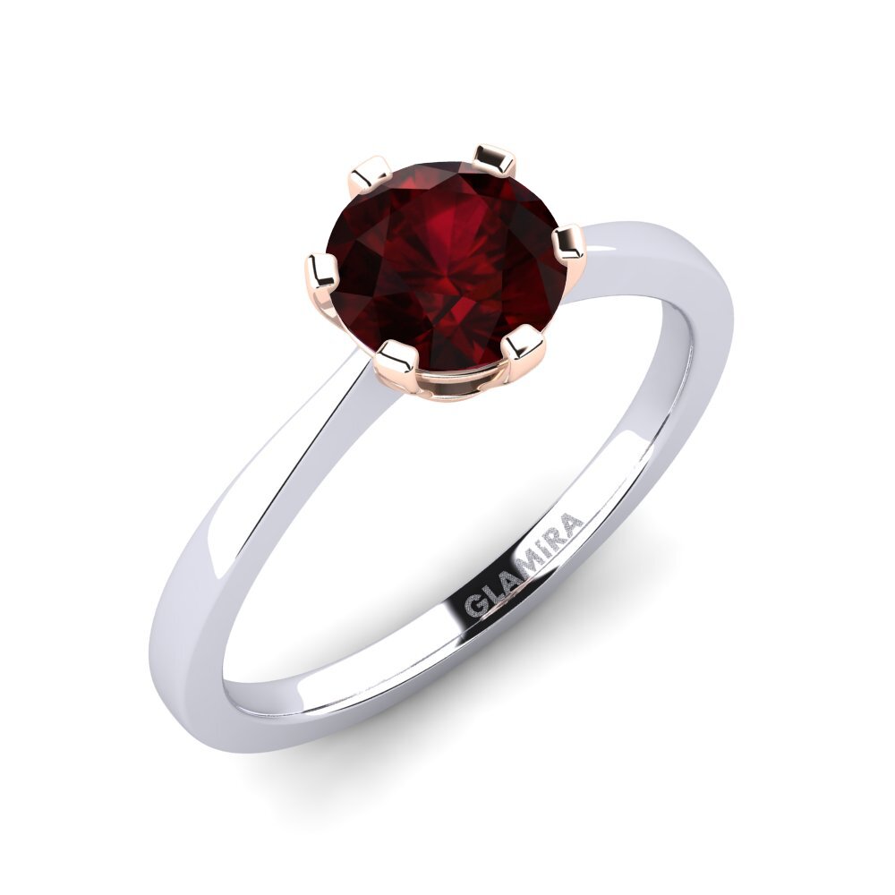 14ct White / Rose Gold Garnet Engagement Ring Bridal Rise 1.0crt