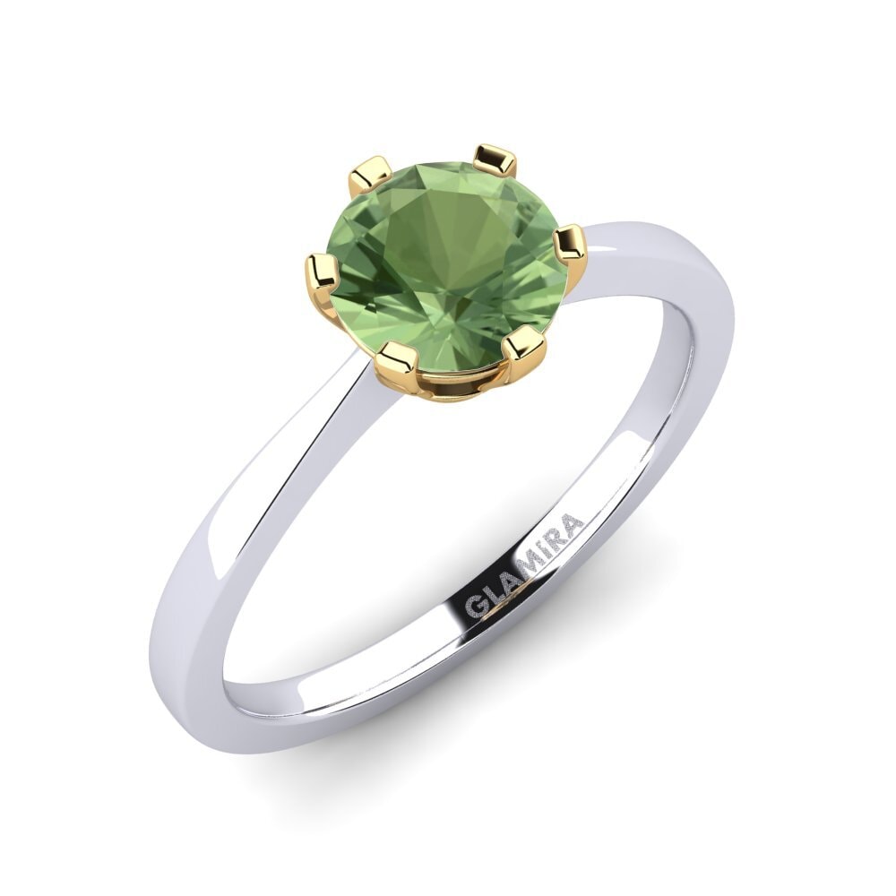 14ct White / Yellow Gold Green Sapphire Engagement Ring Bridal Rise 1.0crt