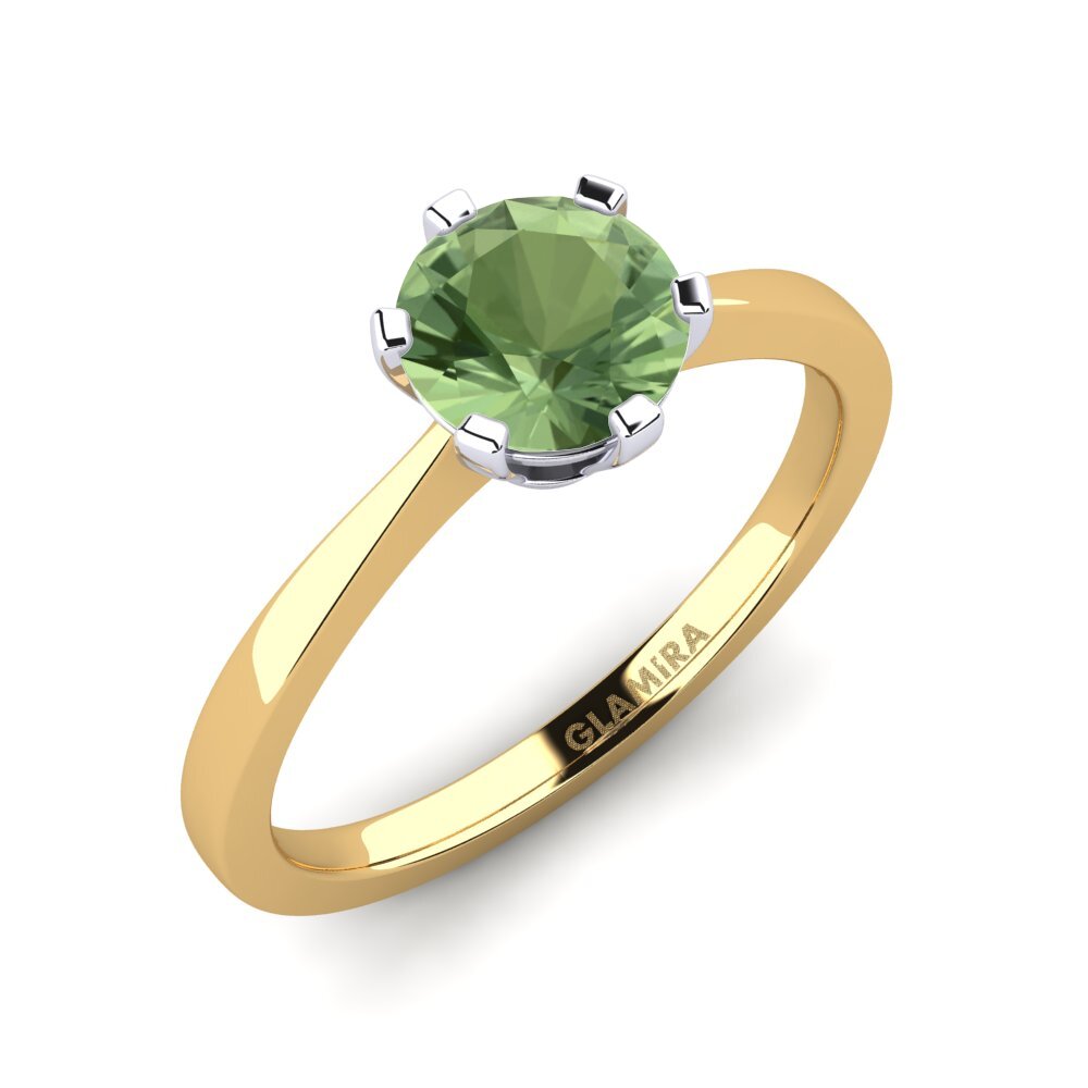 14ct Yellow / White Gold Green Sapphire Engagement Ring Bridal Rise 1.0crt