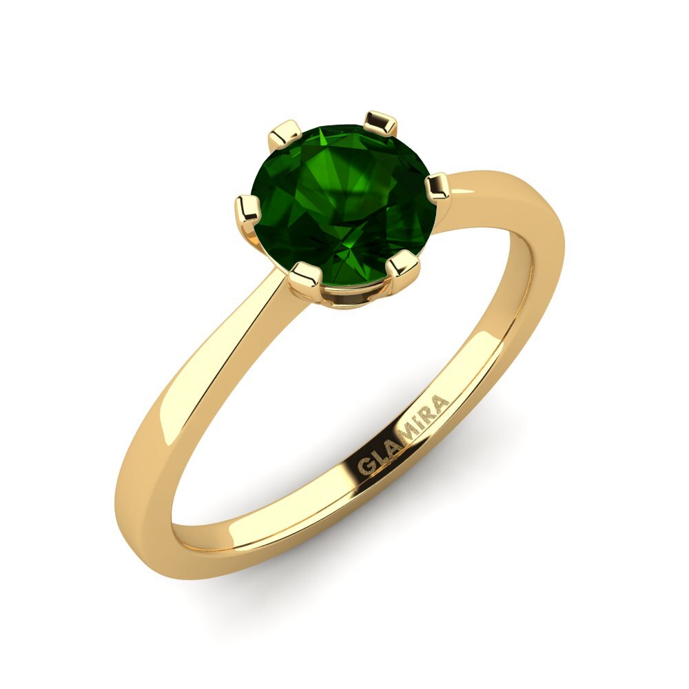 14K Yellow Gold Green Tourmaline Engagement Ring Bridal Rise 1.0crt