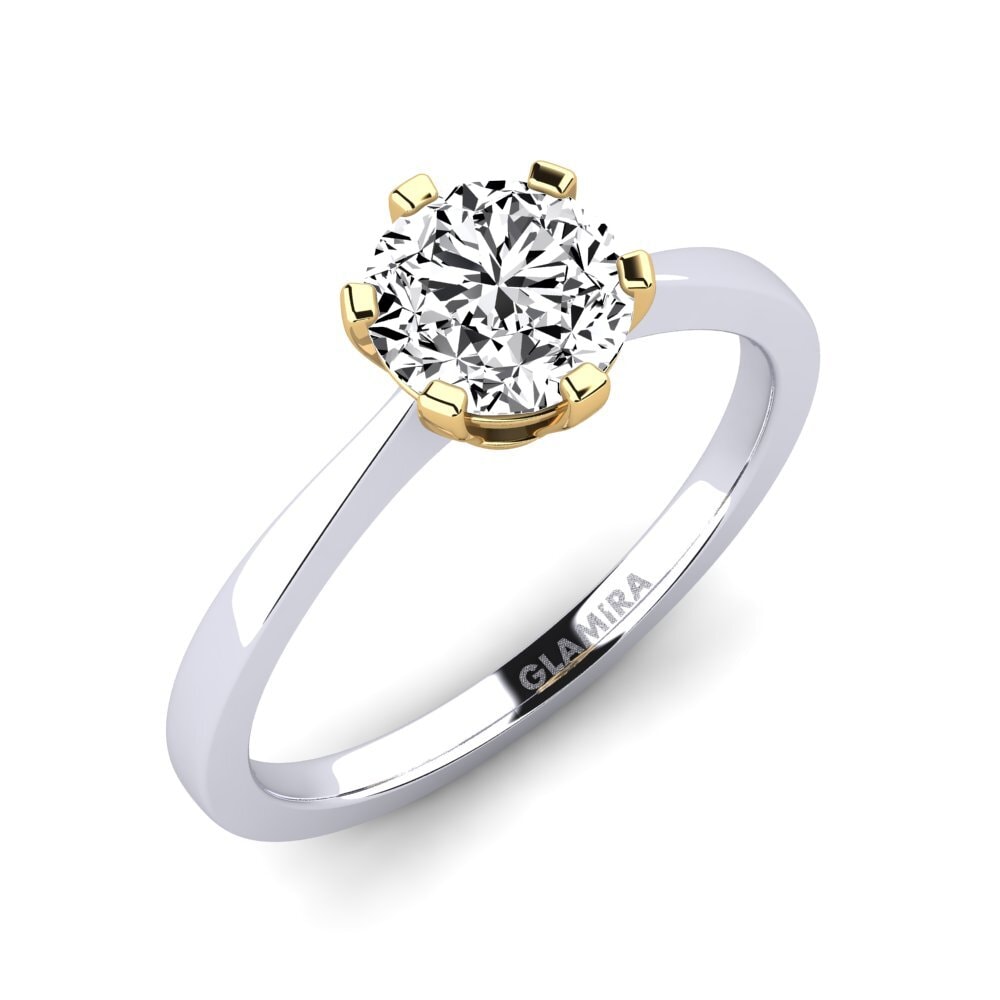 14 Ayar Beyaz & Sarı Altın Kadın Yüzük Bridal Rise 1.0crt