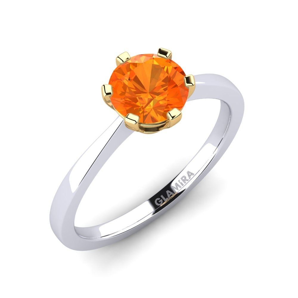14ct White / Yellow Gold Orange Sapphire Engagement Ring Bridal Rise 1.0crt