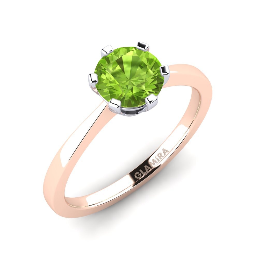 14ct Rose / White Gold Peridot Engagement Ring Bridal Rise 1.0crt