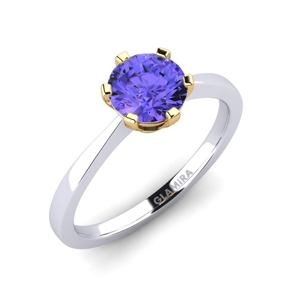 14ct White / Yellow Gold Tanzanite Engagement Ring Bridal Rise 1.0crt