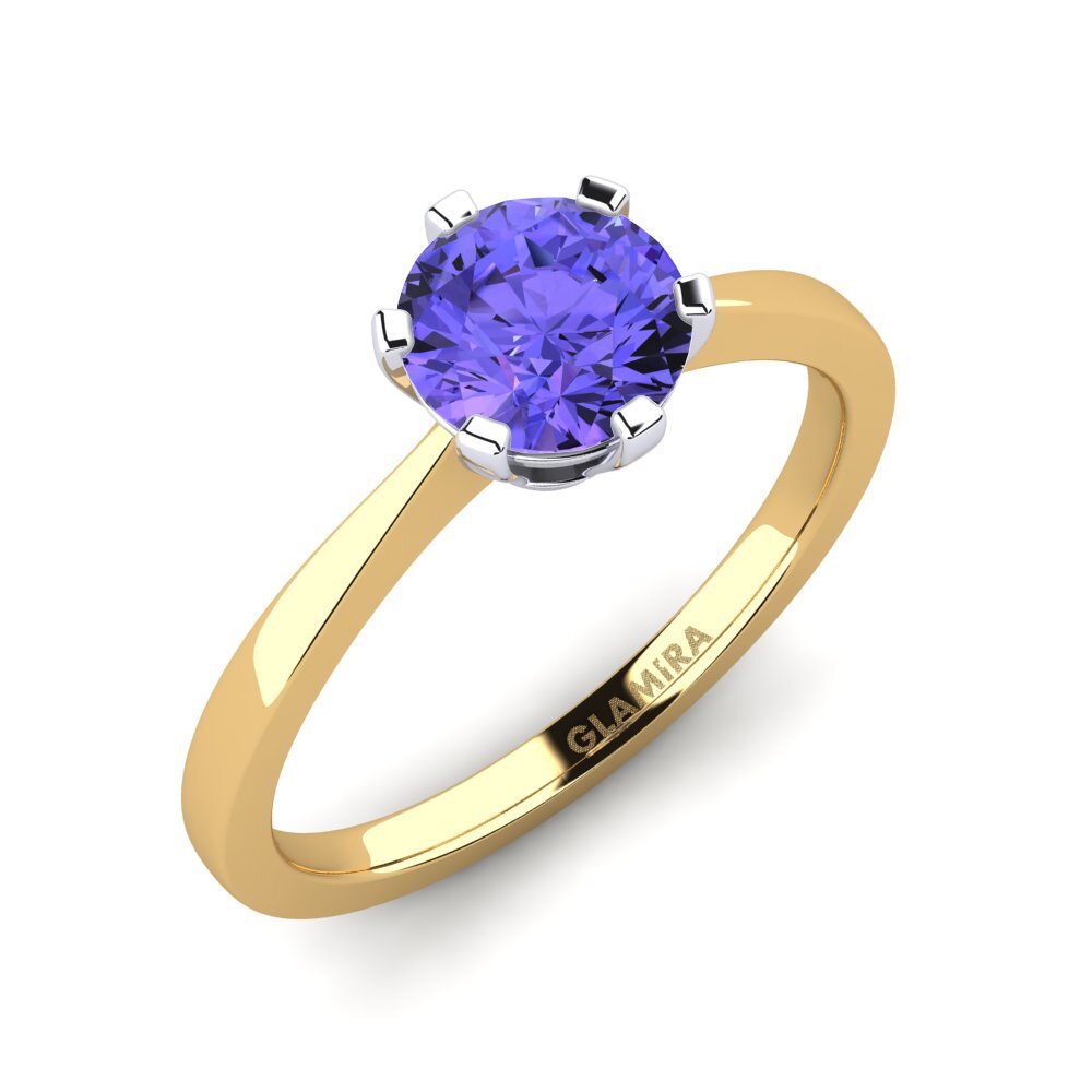 14ct Yellow / White Gold Tanzanite Engagement Ring Bridal Rise 1.0crt