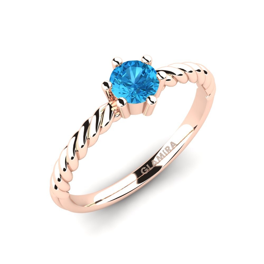 14k Oro Rosa Topacio azul Anillo de compromiso Brno