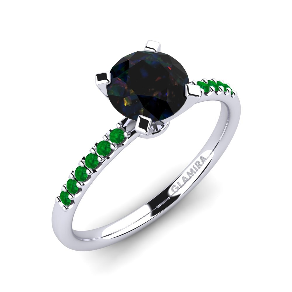Black Opal Engagement Ring Cadence