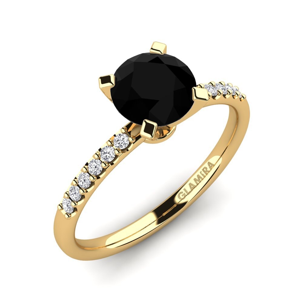 14ct Yellow Gold Black Sapphire Engagement Ring Cadence