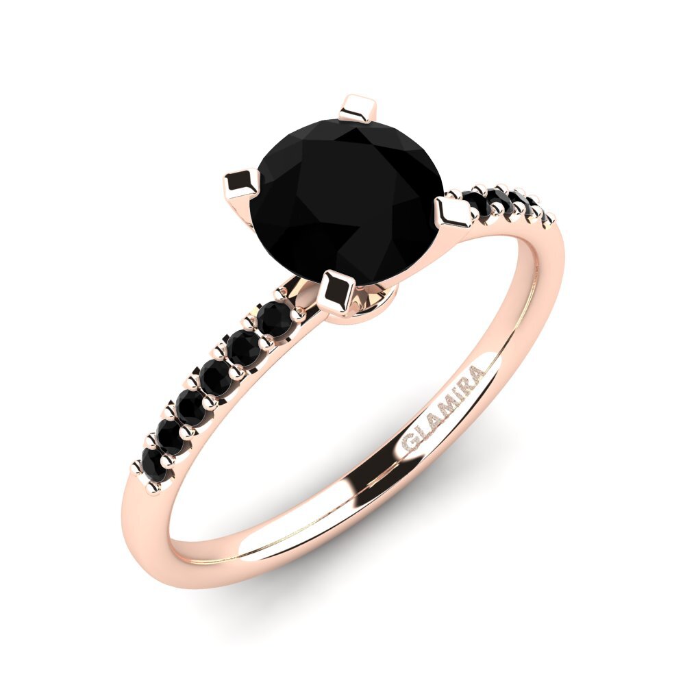 Or rose 585 Diamant Noir Bague de fiançailles Cadence