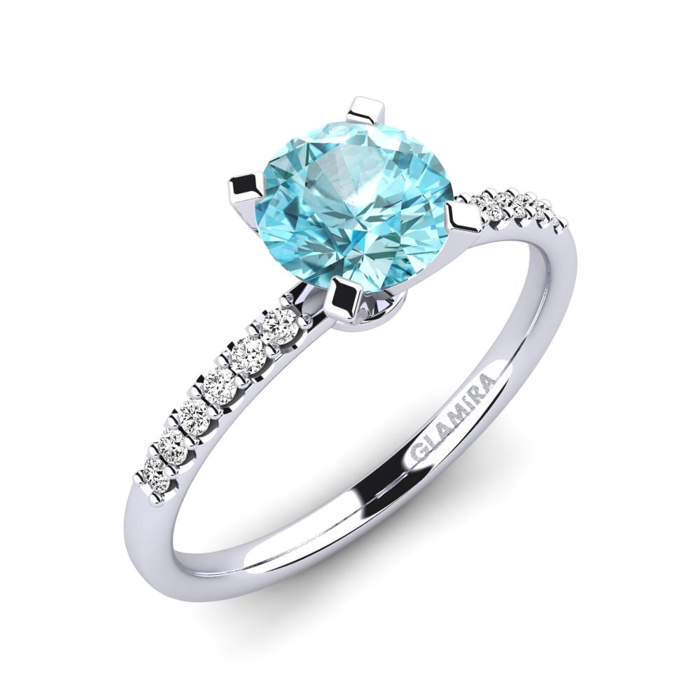 Blue Zircon Engagement Ring Cadence