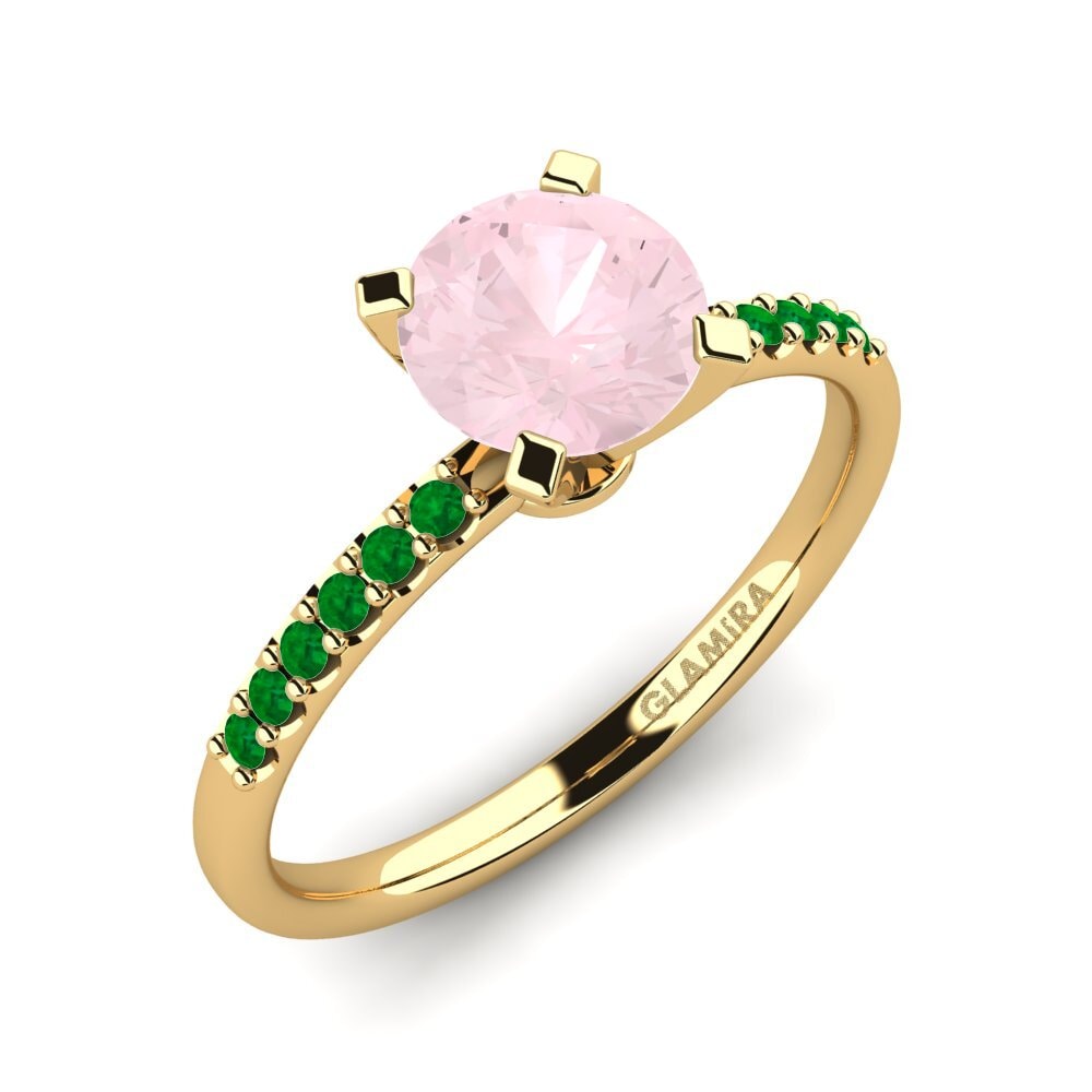 18K Yellow Gold Rose Quartz Engagement Ring Cadence